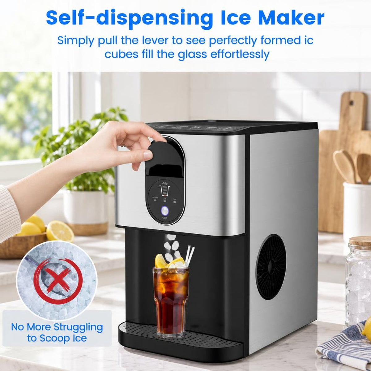 Airfind Self Dispensing Nugget Ice Maker Countertop with Soft Chewable Pellet Ice Cubes, Silver, 15 mins fast ice making for high efficiency