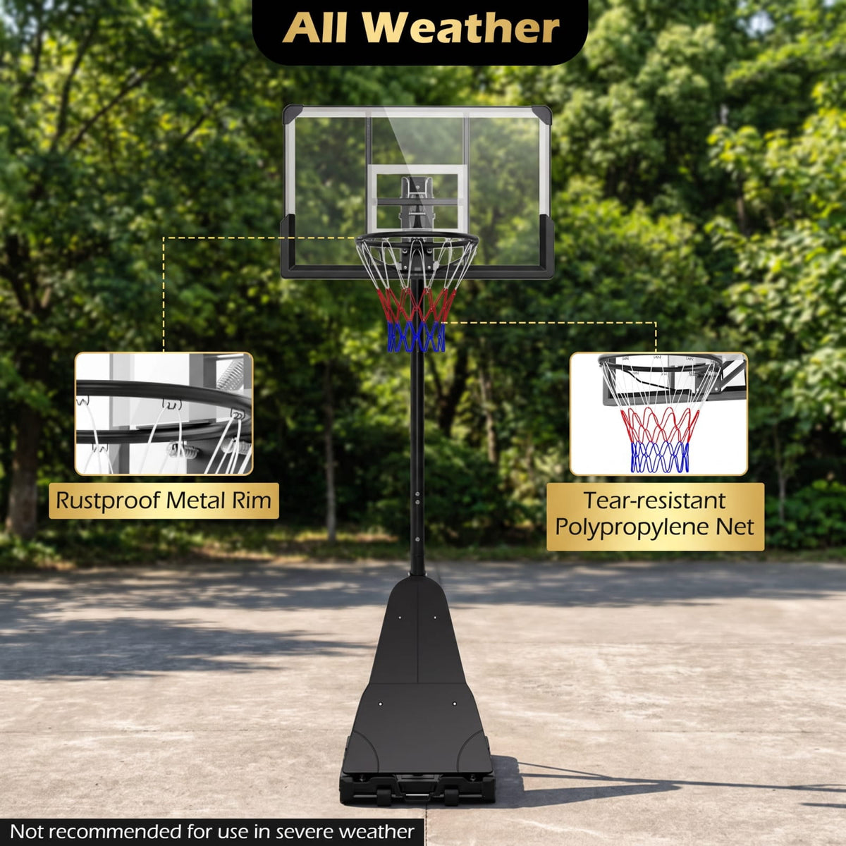 Airfind Portable Basketball Goal System with 4.9 to 10 Foot Adjustable Height 44 Inch Shatterproof Backboard and Rebounder for Backyard, Black