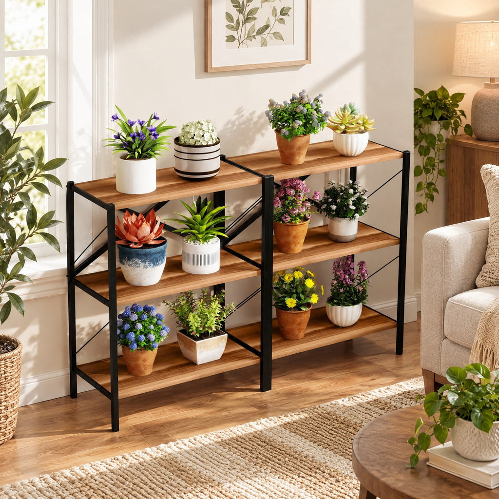 Airfind 3-Tier Bookshelf with Heavy, 5.5 lbs Capacity, Metal Engineered Wood Frame, Walnut, Product Dimensions 26 x 14 x 33.5 Spa