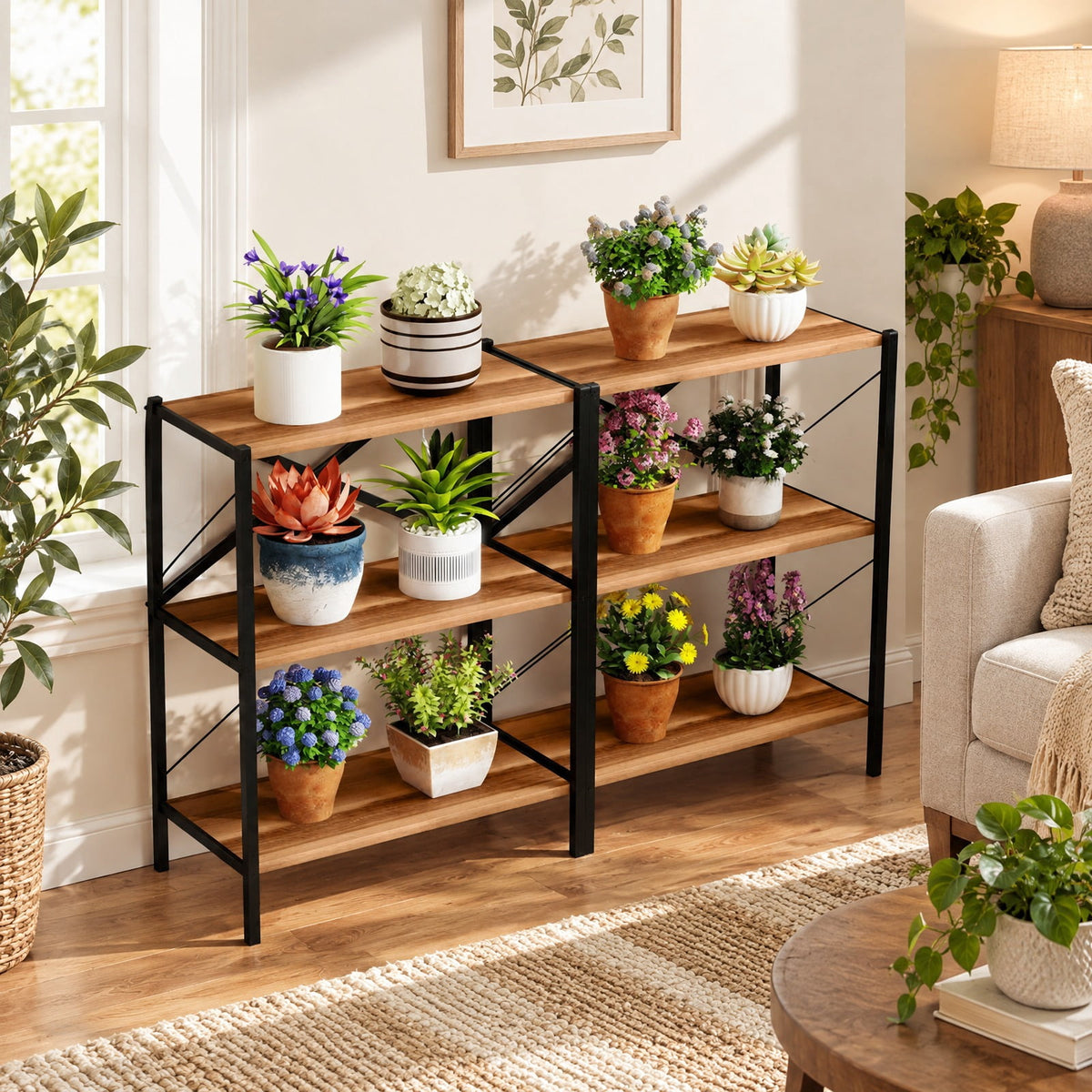 Airfind 3-Tier Bookshelf with Heavy, 5.5 lbs Capacity, Metal Engineered Wood Frame, Walnut, Product Dimensions 26 x 14 x 33.5 Spa