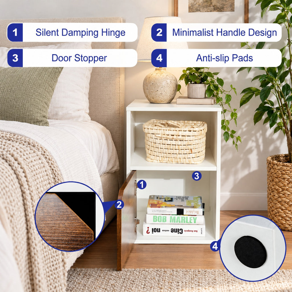 Airfind Set of 2 Nightstands Side End Table for Living Room, 66 lbs Capacity, Engineered Wood Frame, White