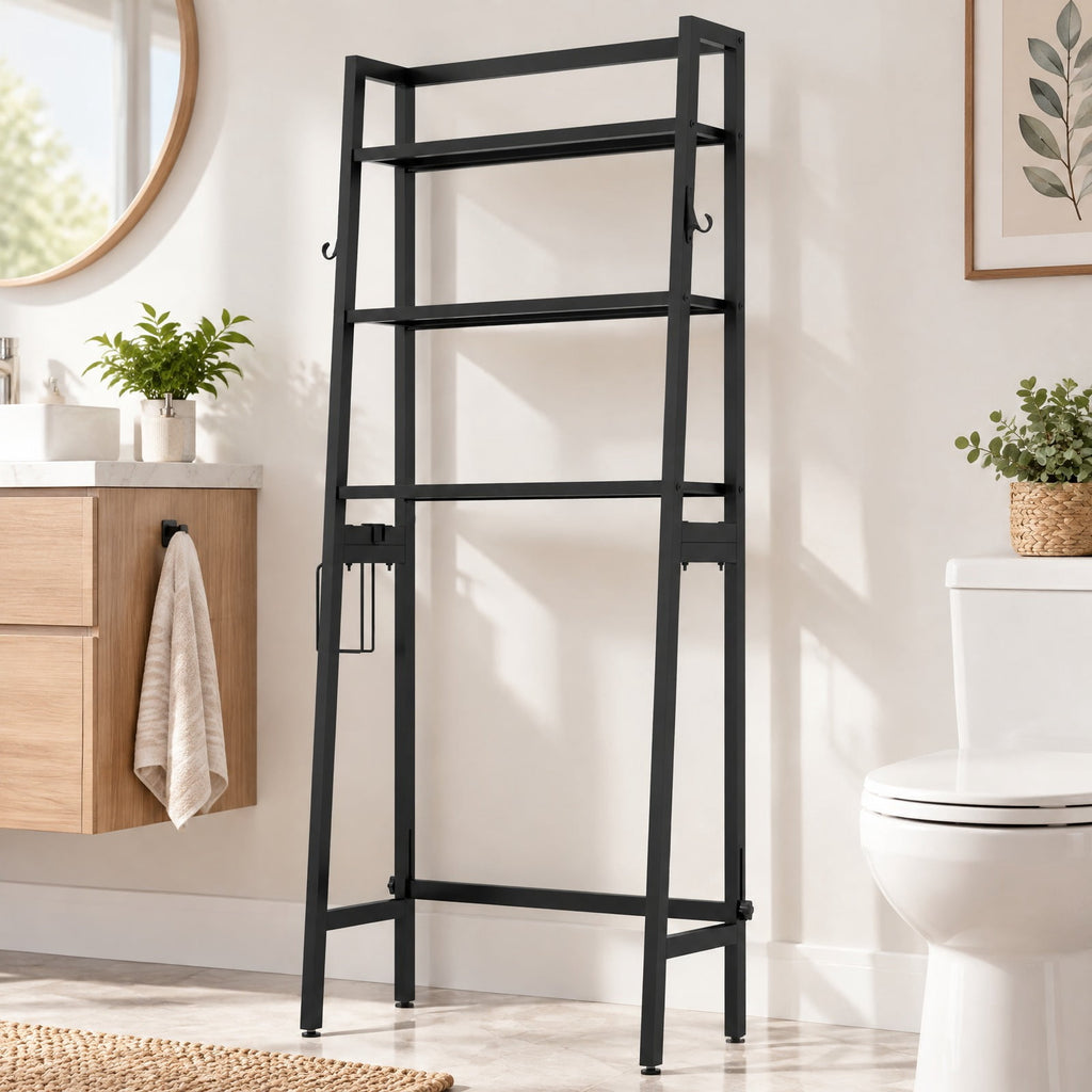 Airfind 3-Tier Over The Toilet Storage Shelf with Adjustable Bottom Bar, ‎Metal Item weight 20 lbs Frame, Black