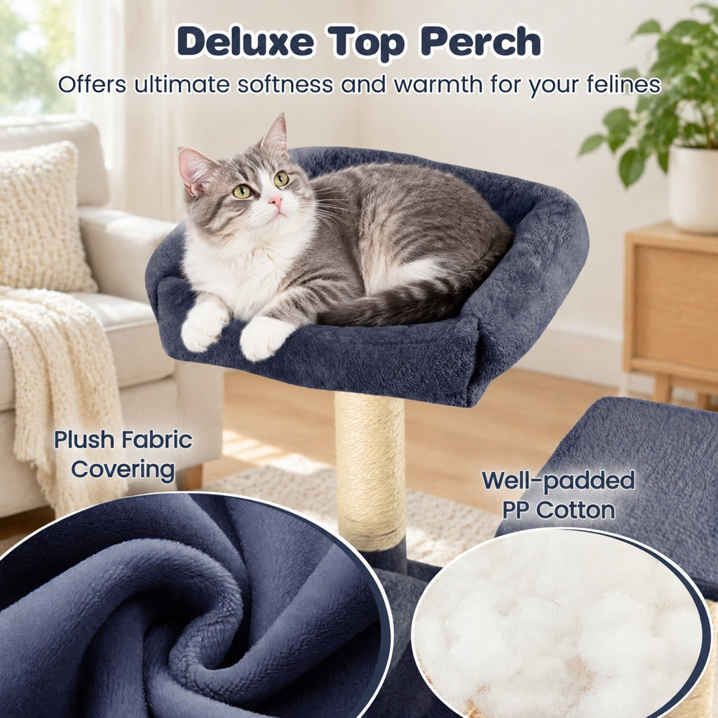 Airfind Large Cat Tree for Indoor Cats 63 Inch Tall Cat Tower, Plush Fabric Sisal Engineered Wood Base Frame, Dark Gray