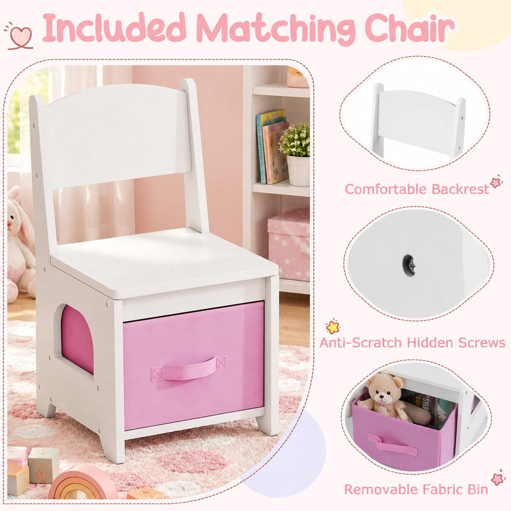 Airfind Kids Vanity Set Pretend Play Dressing Table Set with 3-Color Lighting Modes Adjustable Brightness and Mirror Cabinet, 44 lbs Capacity, White