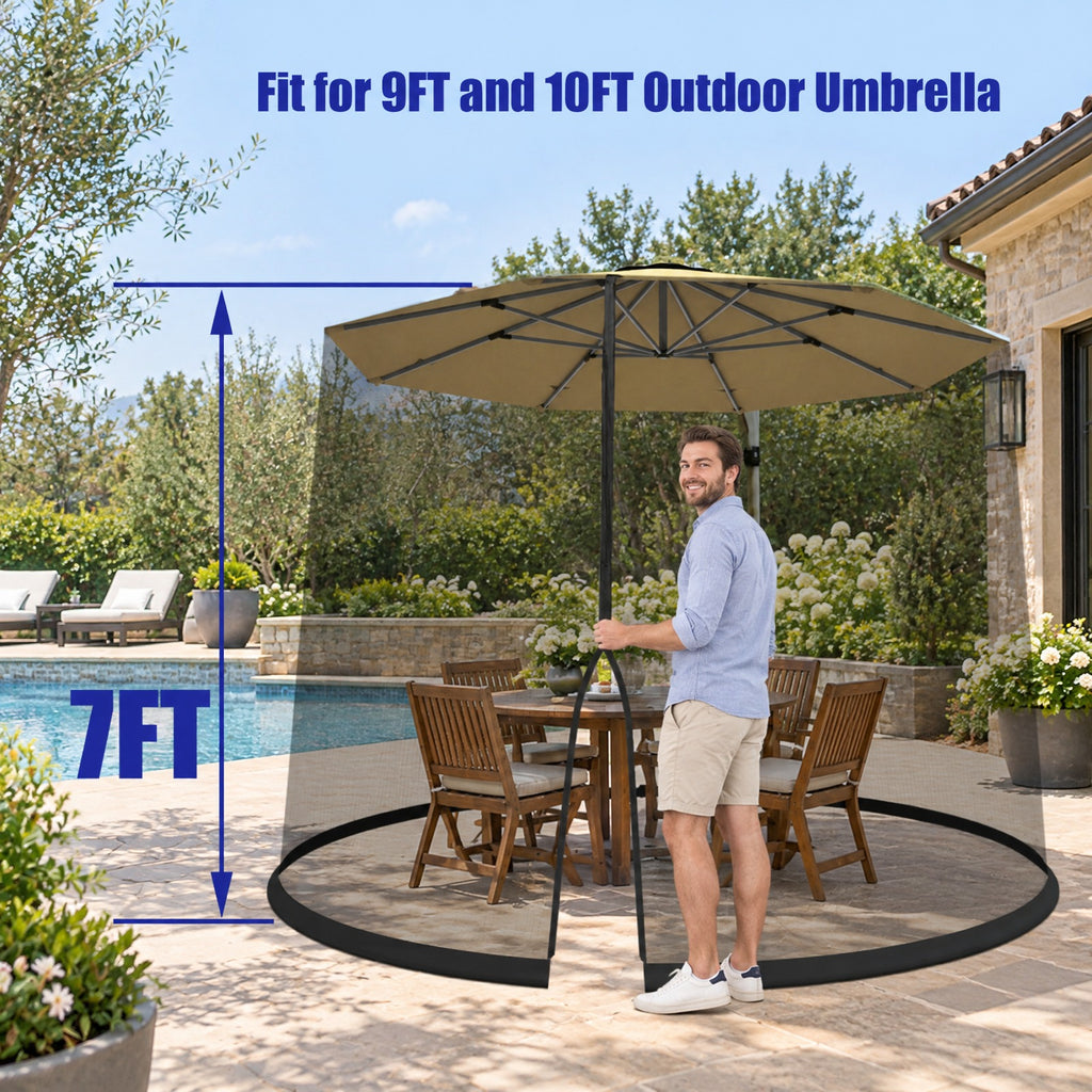 Airfind 9 -10 Feet Outdoor Umbrella Table Screen Mosquito Bug Insect Net, 30 x 7 Footprint, Black, Overall dimension 30 x 7 (L x H)