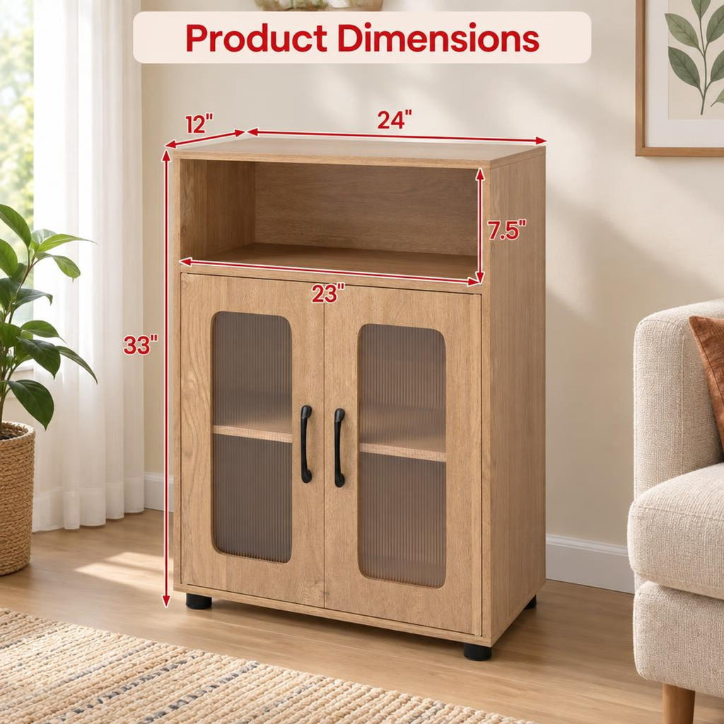 Airfind Bathroom Cabinet Freestanding Cabinet featuring 2 Doors and 3-Level Adjustable Shelf, 155 lbs Capacity, Engineered Wood Frame, Natural