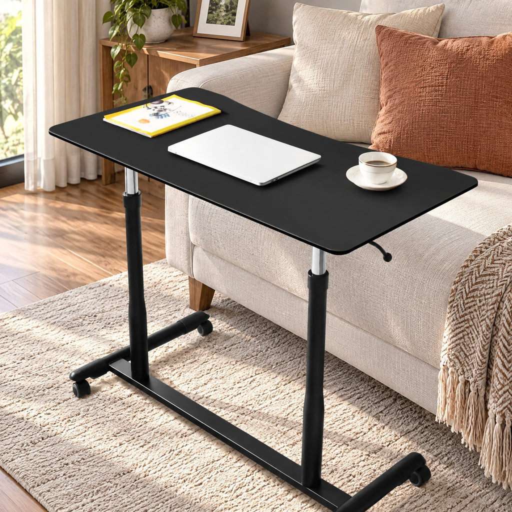 Airfind Height Adjustable Computer Desk Sit to Stand Rolling Notebook Table, MDF Frame, 37.5 x 21.5 x 27.5-42 Footprint, Balck