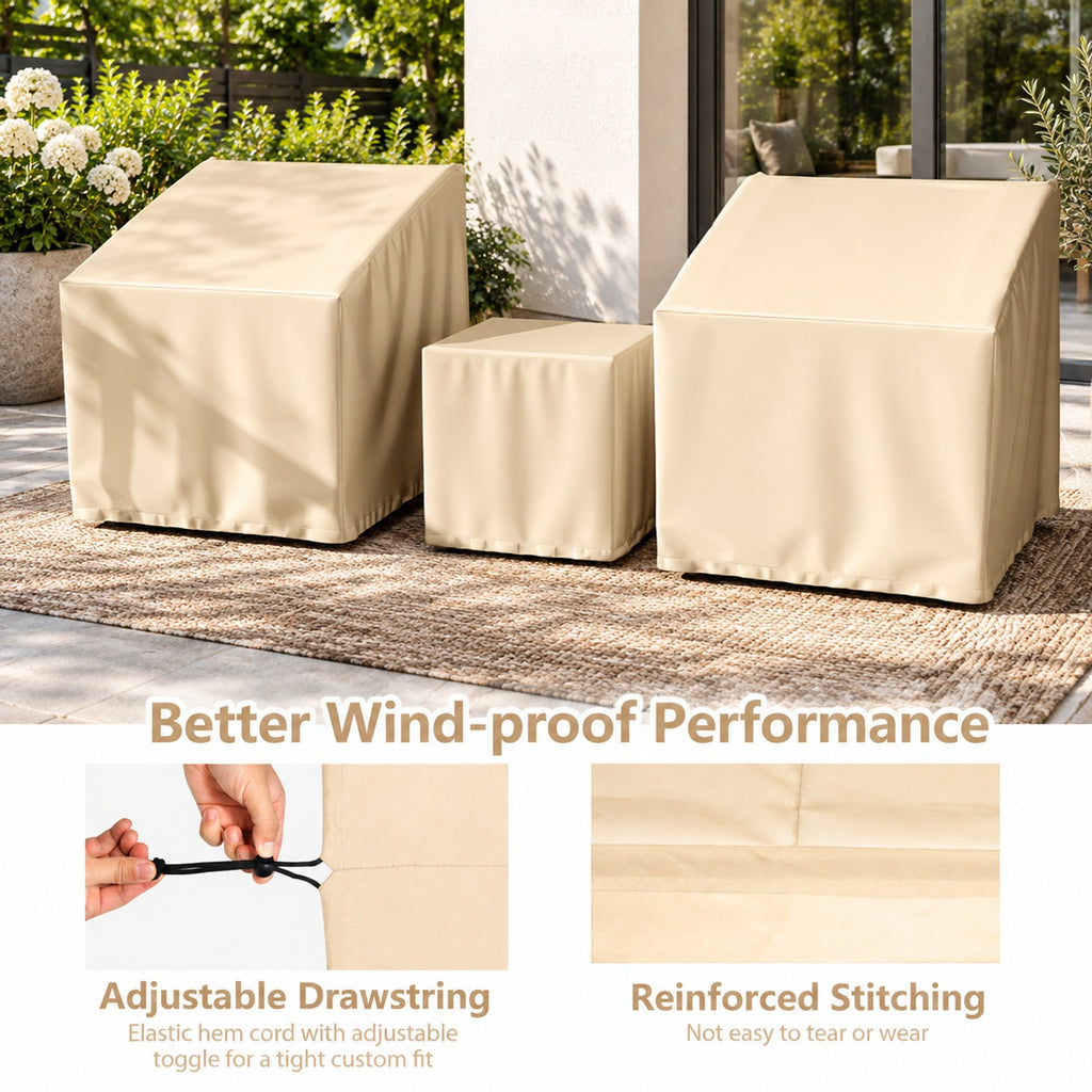 Airfind Patio Furniture Covers Waterproof Outdoor Conversation Covers for 3 Pieces Bistro Set, Polyester PU Frame, 32 x 30 x 24.5 Footprint
