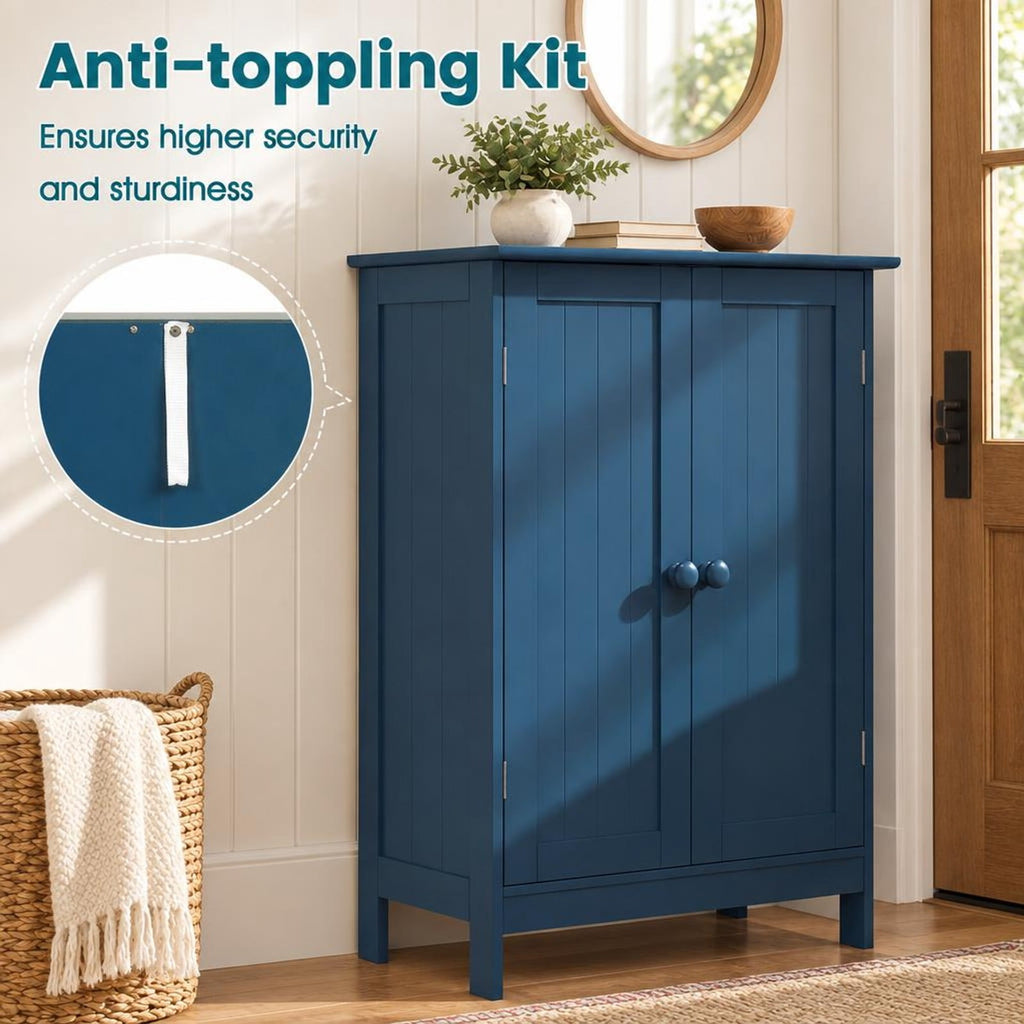 Airfind 2-Door Freestanding Wooden Bathroom Cabinet with Adjustable Shelf, 22 lbs Capacity, MDF Frame, 24in x 14in x 34.5in Footprint, Green