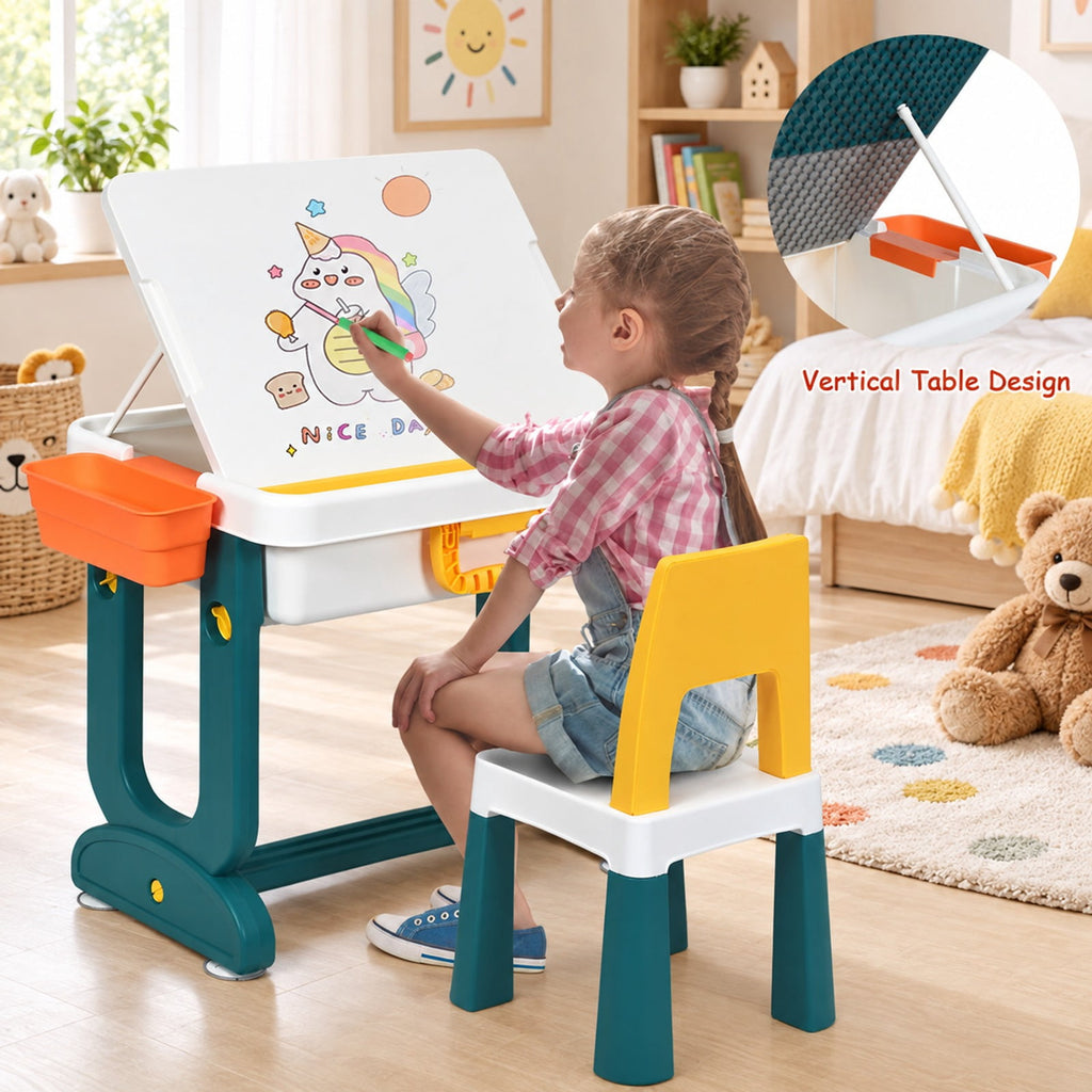 Airfind 5-in-1 Kids Activity Table Set, 220 lbs Capacity, PP PE ABS Frame, for Over 3 years old, As shown in the picture