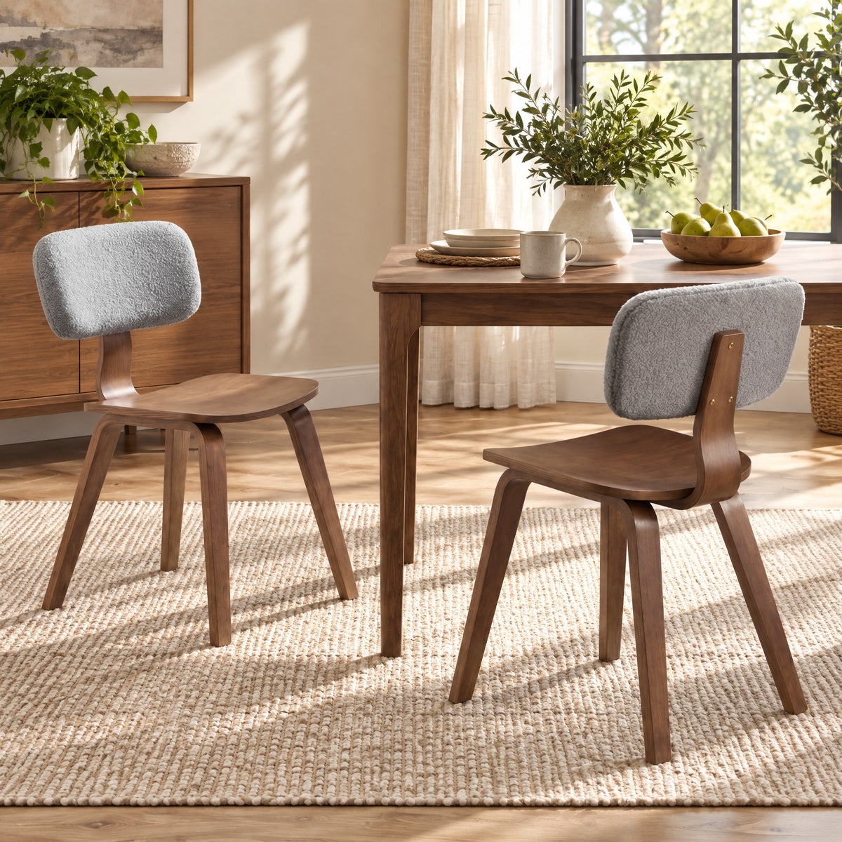 Airfind Set of 2 Rubber Wood Dining Room Chairs with Teddy Velvet Padded Backrest, Capacity 330 lbs Capacity, Rubber Wood Teddy Velvet Sponge Frame