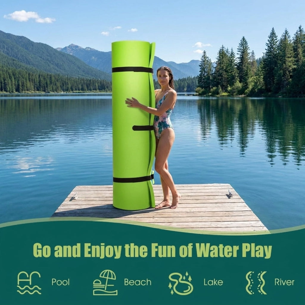 Airfind Oversized Inflatable Pool Float for Adults with Ultra-Soft Flocked Surface and Dual Air Chambers plus Patch Kit and Storage Bag for Lake and Swimming Pool Lounging, Green