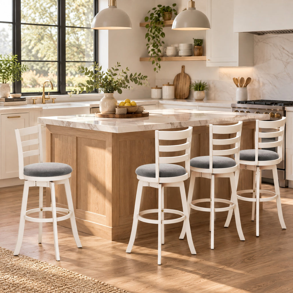 Airfind 25 Inch /30.5 Inch Swivel Barstools Set of 2 360° Rotating Bar/Counter Height Chairs with Upholstered Seat-30.5 Inch, 350 lbs Capacity