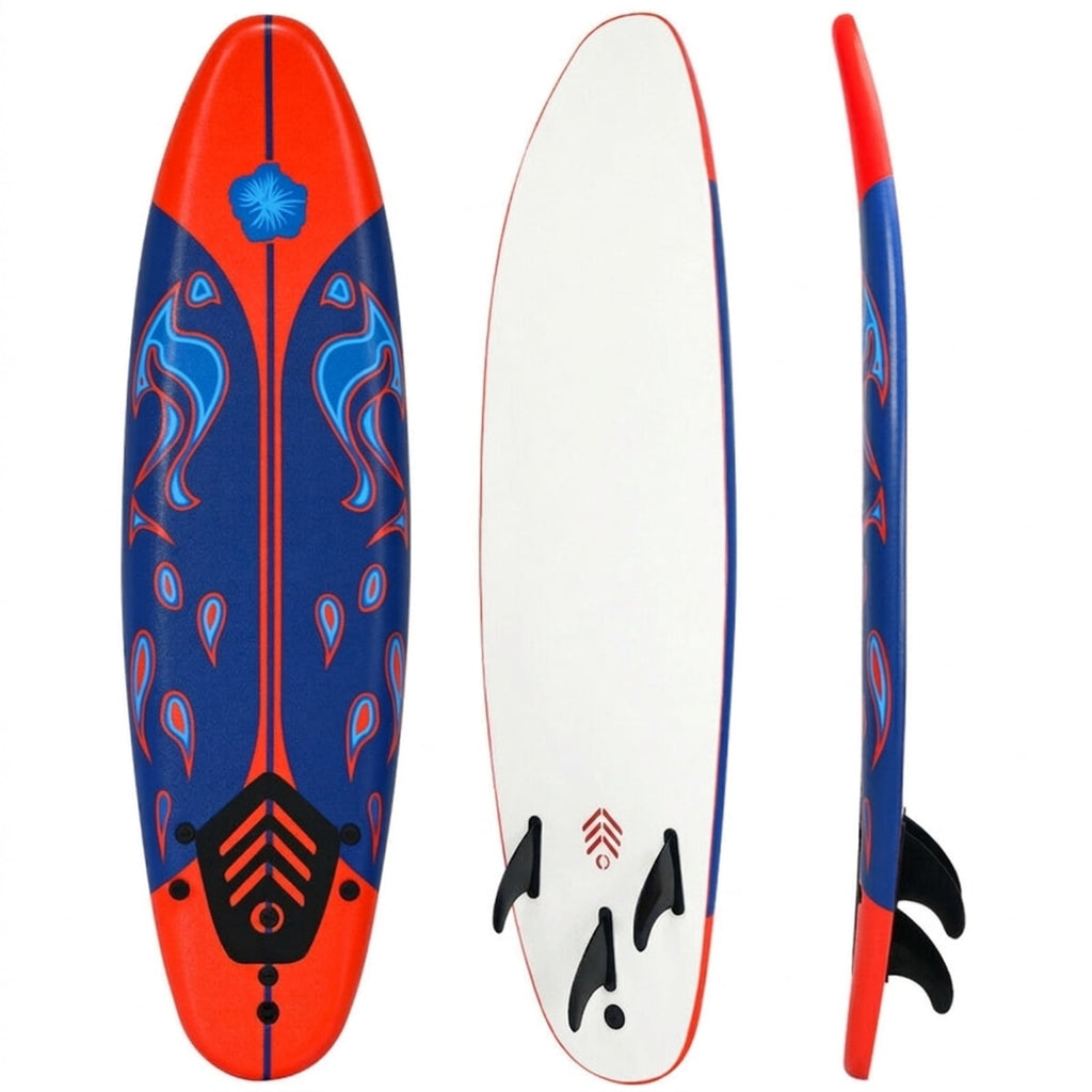 Airfind 6FT Foam Surfboard for Beginners, Adults Kids ¡ª 3 Detachable Thruster Fins, EPS Core, HDPE Slick Bottom, Leash Traction Pad Included (Red)