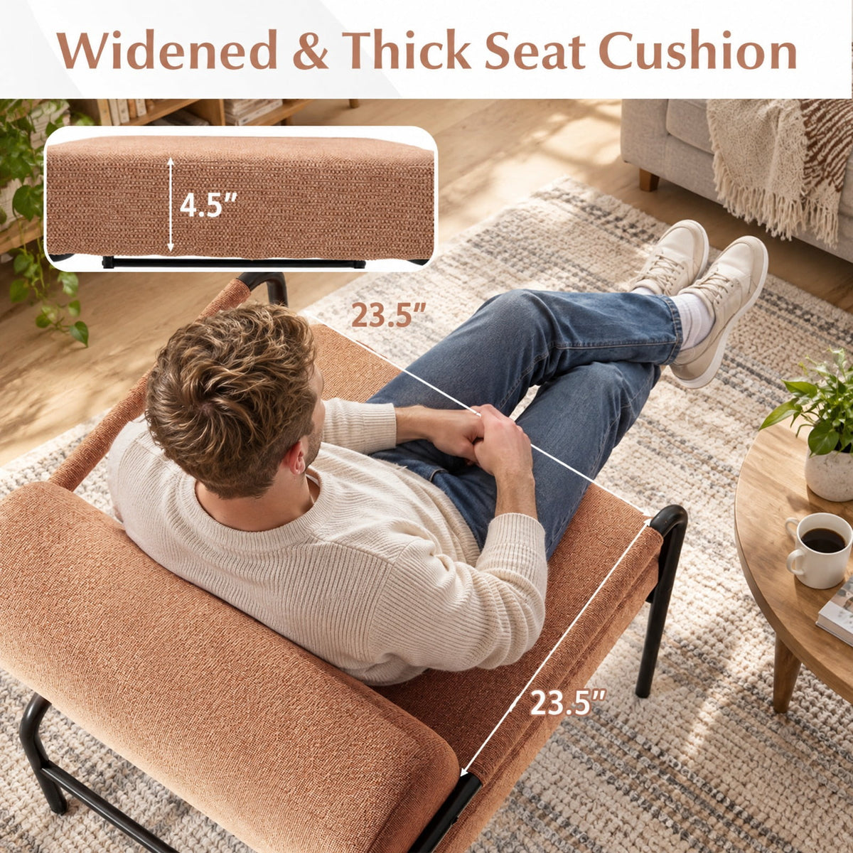 Airfind Velvet Upholstered Accent Chair with Cylindrical Backrest and Metal Armrests, 330 lbs Capacity, Velvet Metal Sponge Frame, Brown