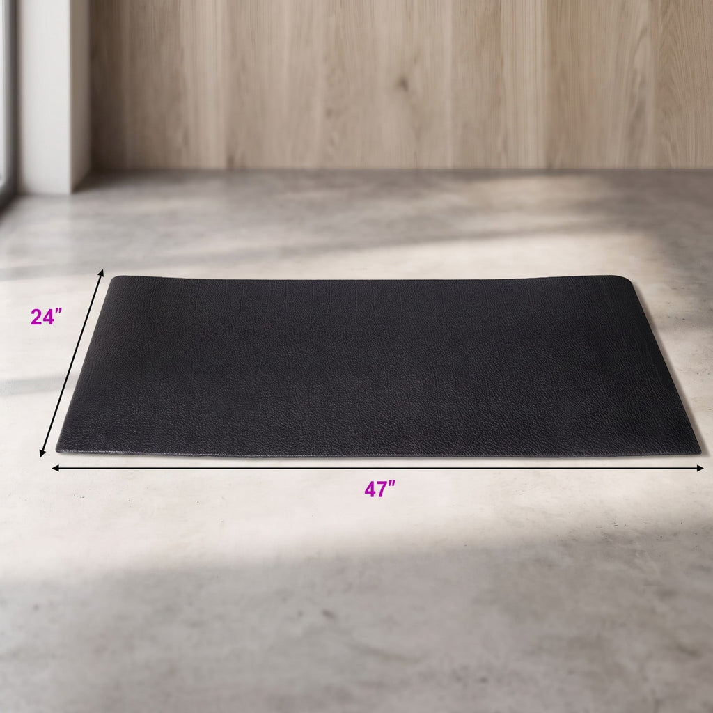 Airfind 47 Inch Long Thicken PVC Equipment Mat for Treadmill and Exercise Bike to Protect Home and Gym Wood Floors, Black