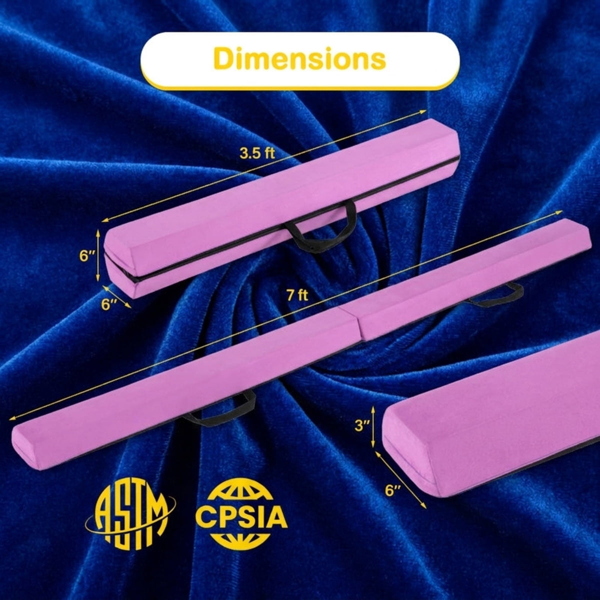 Airfind 7 FT Folding Balance Beam with Removable Suede Cover and Non-Slip Bottom, Portable Gymnastics Training Beam for Home, Purple