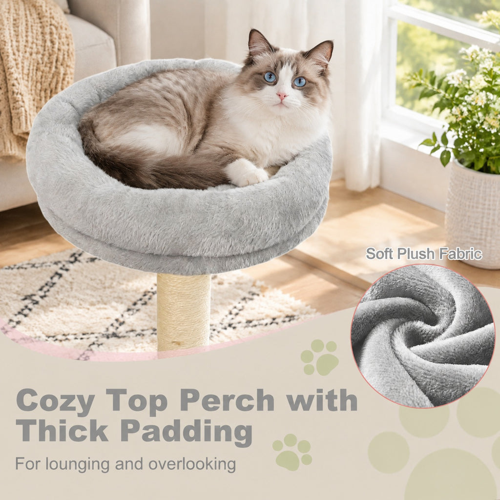 Airfind 48 Inches Tall Cat Tree Multi-Level Kitten Tower with Large Condo Padded Top Perch, Engineered Board Plush Sponge Jute Frame, Light Gray