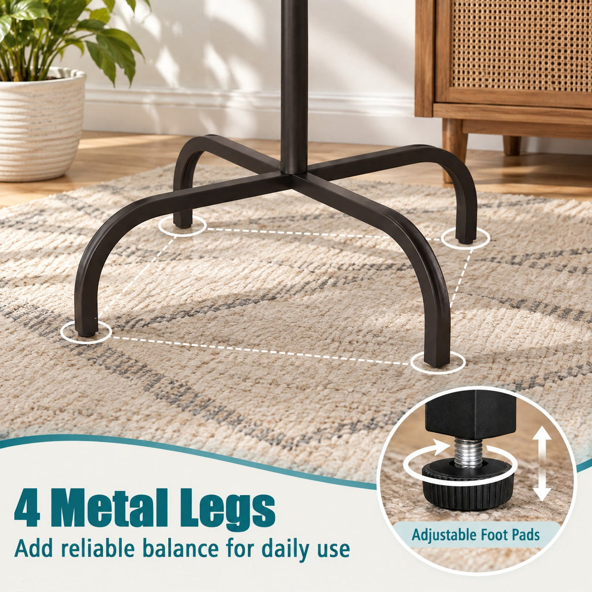Airfind Metal Coat Rack Freestanding with 16 Hooks and 4 Legs for Entryway Office Bedroom, 6.5 lbs Capacity, Metal, 22 Inch x 22 Inch x 70 Inch
