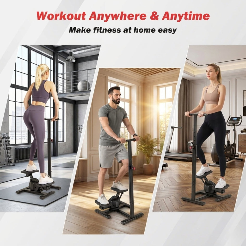 Airfind Twisting Stair Stepper Workout Machine with 5-Level Adjustable Handlebar and LCD Monitor for Home Cardio and Lower Body Fitness Training, 300 lb Weight Capacity, Black