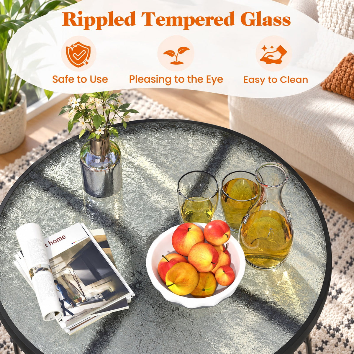 Airfind 3 Pieces Outdoor Bistro Dining Furniture Set with 1.57 Inch Umbrella Hole, 135 lbs Capacity, Fabric Metal Tempered Glass Frame
