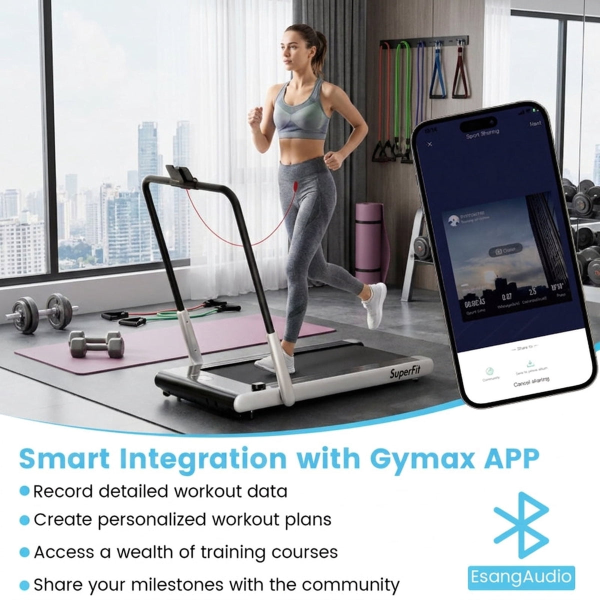 Airfind Walking Treadmill for Home with Adjustable 0.6-8 MPH Speed and Shock-Absorbing Belt Plus USB Port and Transport Wheels to Serve as a Quiet Folding Walking Pad, Silver