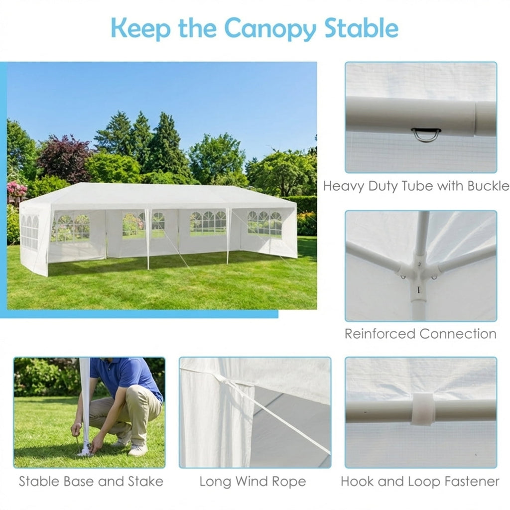 Airfind 10ftx30ft Party Canopy Tent, 5 Sidewalls, White