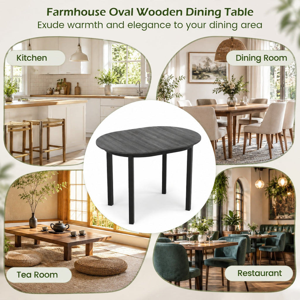 Airfind 43 Inch Wooden Dining Table with Rubber Wood Legs for 2-4 People, 260 lbs Capacity, Rubber Wood MDF Frame, 43 x 31 x 30 Footprint, Black