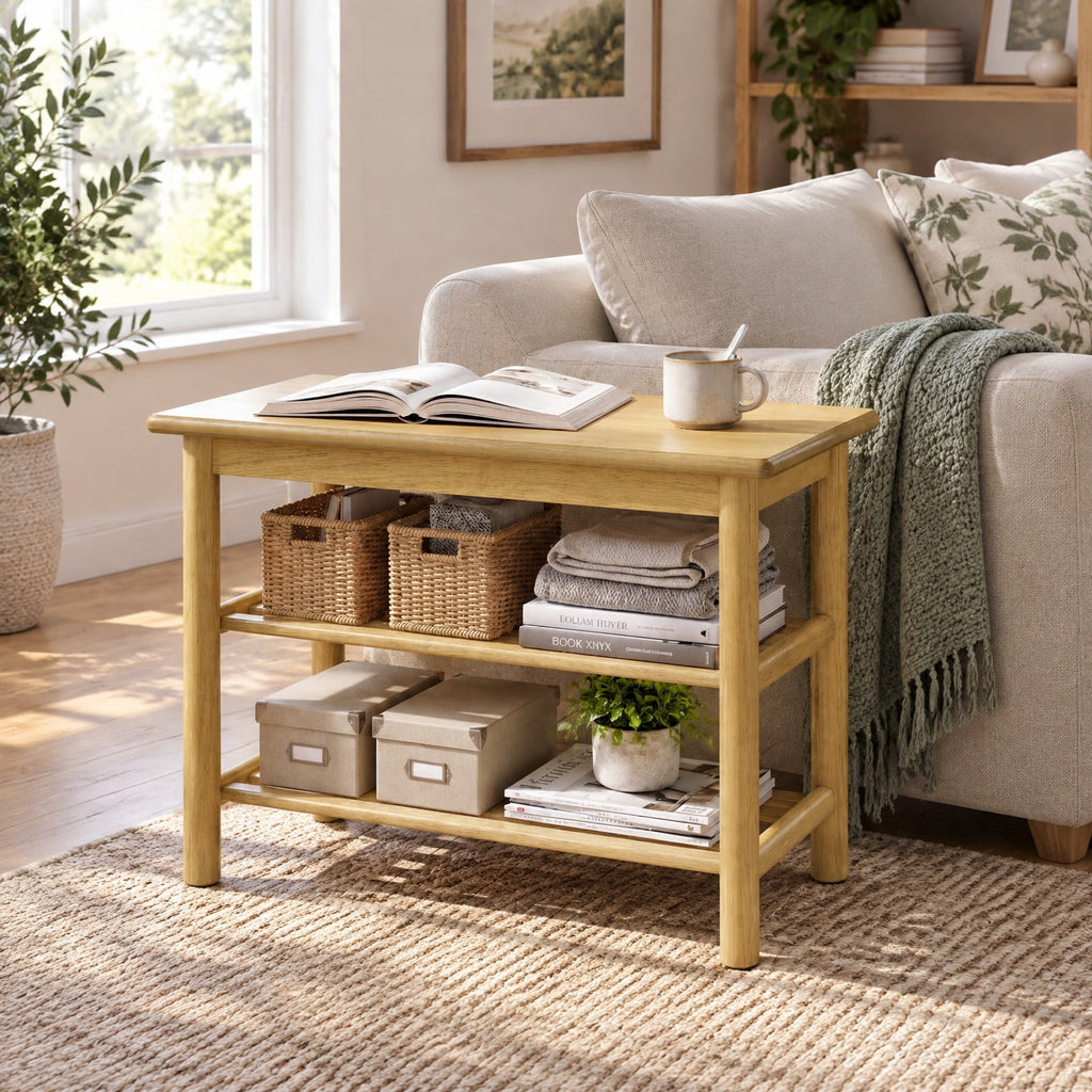 Airfind Shoe Rack Bench 3-Tier Rubberwood Shoe Changing Bench, 485 lbs Capacity, Rubberwood MDF Frame, 24 Inch x 12 Inch x 17 Inch Footprint, Natural