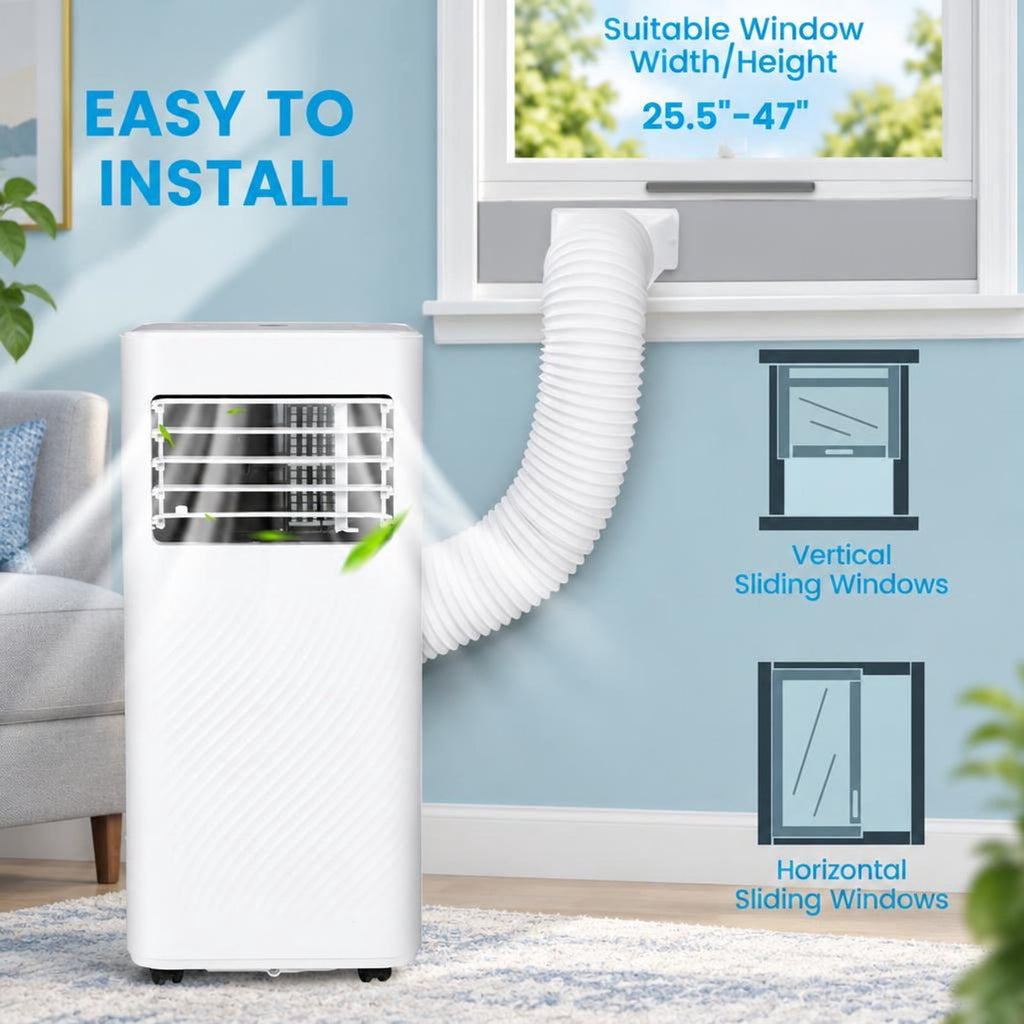 Airfind 4-in-1 8000 BTU Air Conditioner with Cool Fan Dehumidifier and Sleep Mode, Abs, Built in 4 Modes 2 Fan Speeds and 1-24H Timer, White