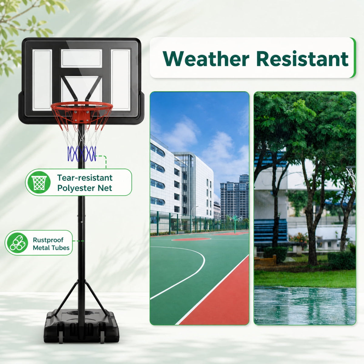 Airfind Portable Basketball Hoop Outdoor with 44 Inch Backboard, 4.4 to 10 FT Adjustable Basketball Goal System with 2 Wheels and Fillable Base, Black