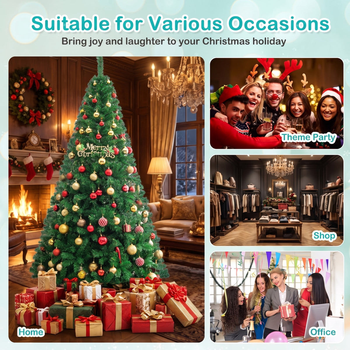 Airfind Artificial PVC Christmas Tree with Solid Metal Stand-7 ft, PVC Blade width: 2.4 Inch Frame, Green The material of stand: Metal