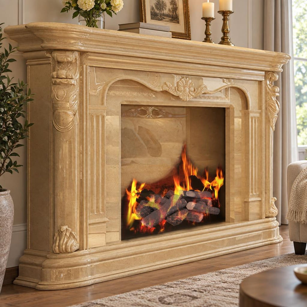 Airfind Fireplace, 9 PCS Ceramic, Logs Set Realistic Artificial Gas Fireplace Logs, Ceramic Frame, Original wood figure, Natural
