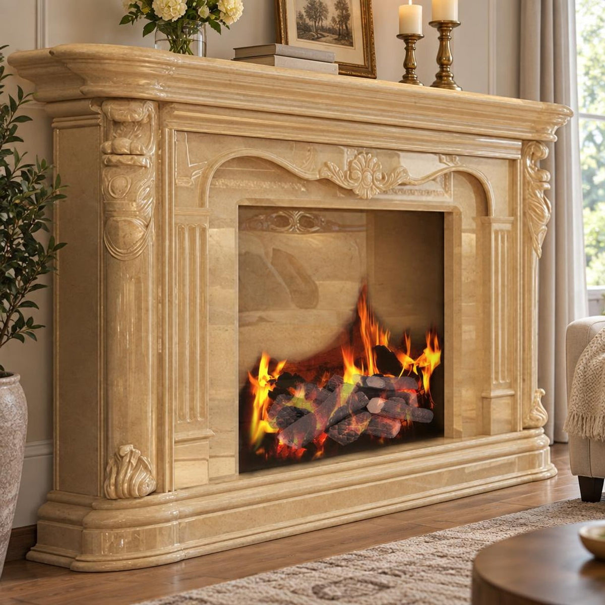 Airfind Fireplace, 9 PCS Ceramic, Logs Set Realistic Artificial Gas Fireplace Logs, Ceramic Frame, Original wood figure, Natural