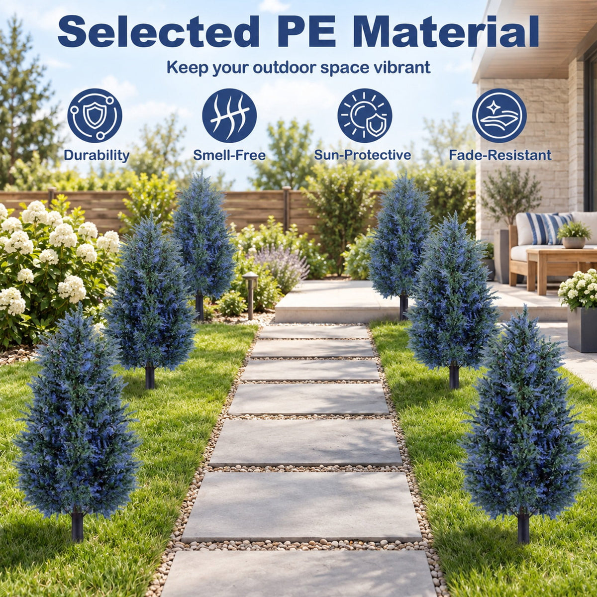Airfind 2 Pack 3.3 ft Artificial Lavender Topiary Trees with Ground Spikes for Indoor Outdoor, PP PE Frame, Lavender
