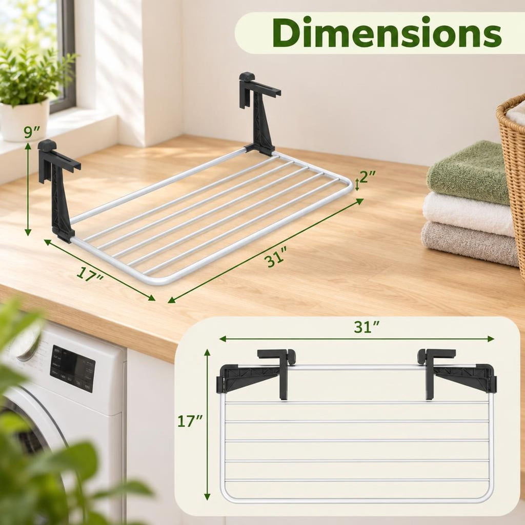 Airfind Portable Clothes Drying Rack Aluminum Towel Rack with Adjustable and Foldable Brackets, Aluminum Plastic Frame, 31 × 17 × 9 Footprint