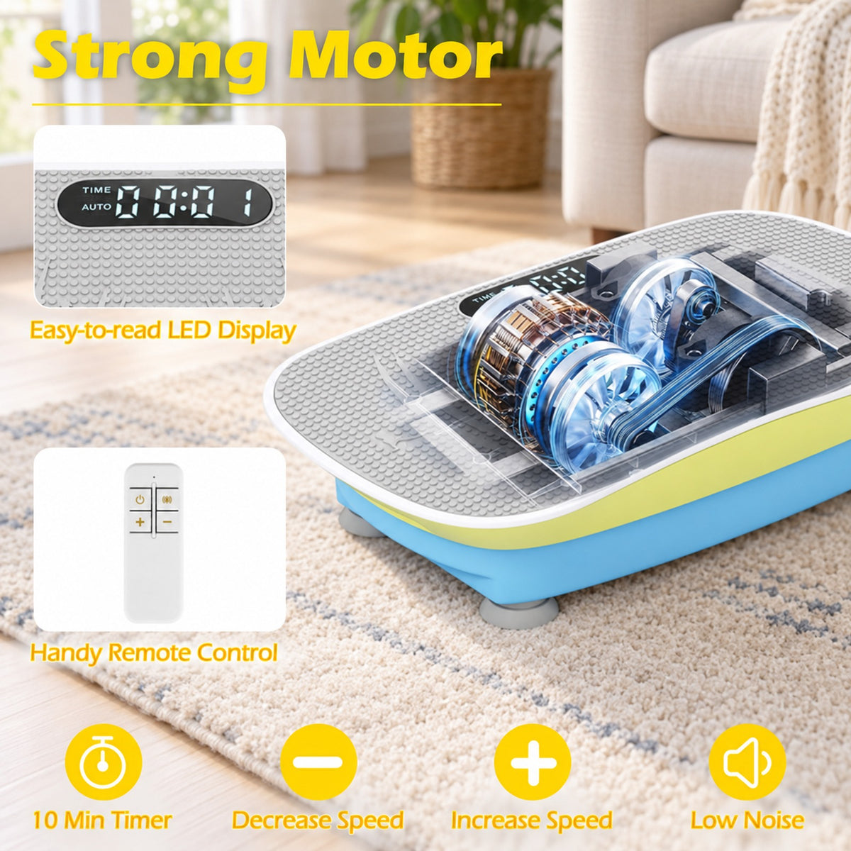 Airfind Vibration Plate Exercise Machine for Lymphatic Drainage and Weight Loss with 10 Speed Intensities, 330 lbs Capacity, ABS Silicon Metal Frame