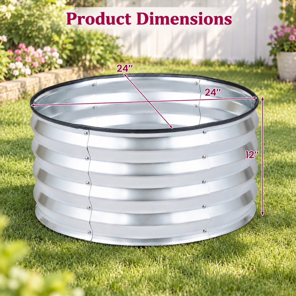 Airfind 2 Pack Galvanized Raised Garden Bed Kit with Open-Ended Base, Galvanized Metal PVC Frame, 24 x 24 x 12 Footprint, Silver