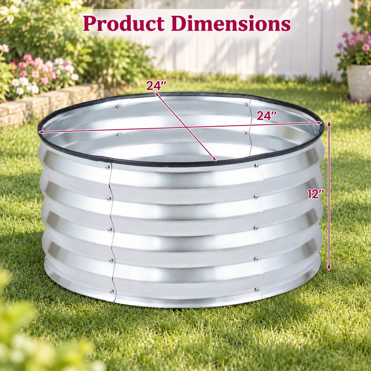 Airfind 2 Pack Galvanized Raised Garden Bed Kit with Open-Ended Base, Galvanized Metal PVC Frame, 24 x 24 x 12 Footprint, Silver