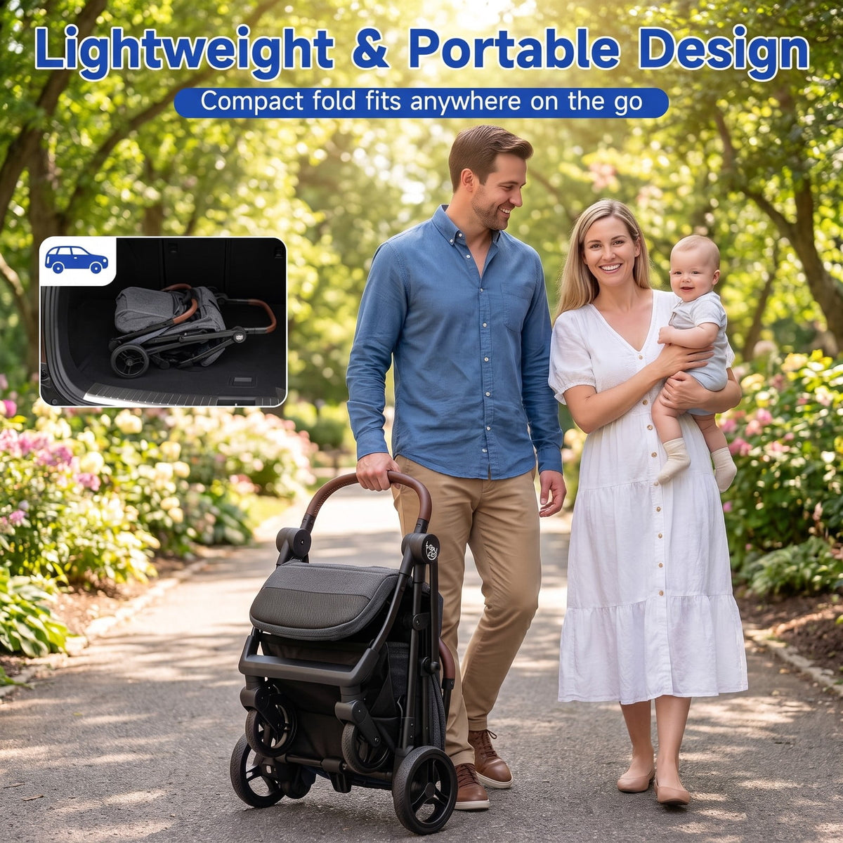 Airfind Lightweight Baby Stroller with One-Hand Folding and Adjustable Canopy for Toddlers, 50 lbs Capacity, Metal Aluminum Fabric Frame, Gray
