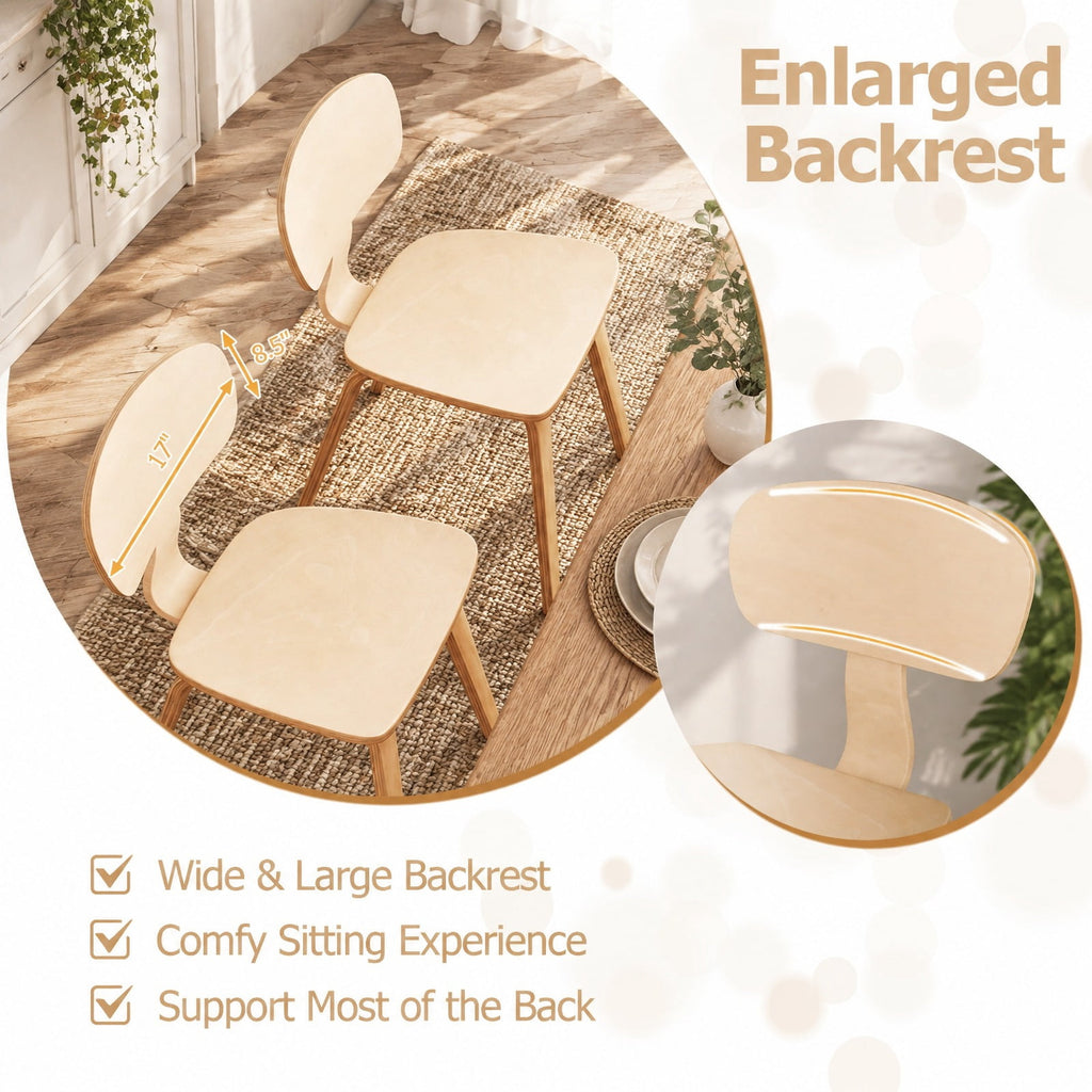 Airfind Modern Dining Chair Set of 2 with Wide Seat, 330 lbs Capacity, Bentwood Rubber Wood Frame, 17in x 20.5in x 31.5in Footprint, Natural