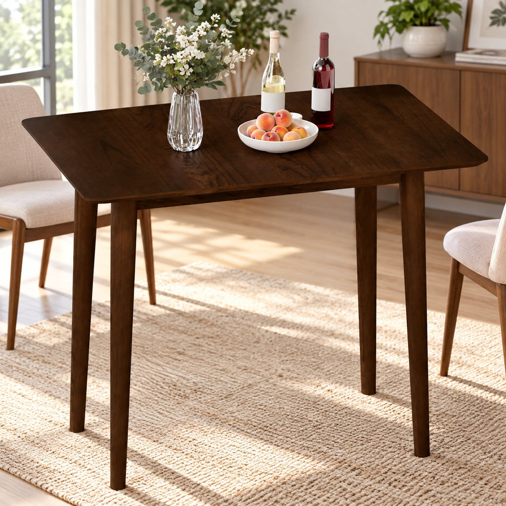 Airfind Rectangular Wooden Dining Table for 2-4 34 Inch Farmhouse Solid Wood Kitchen Table, 165 Lbs Capacity, MDF Rubber Wood Rectangular, Walnut