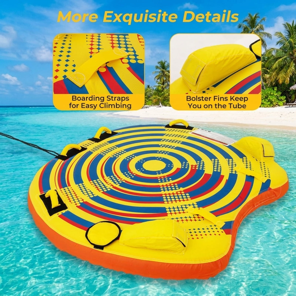 Airfind Heavy-Duty Inflatable Towable Tube for Boat Excursions, Yellow