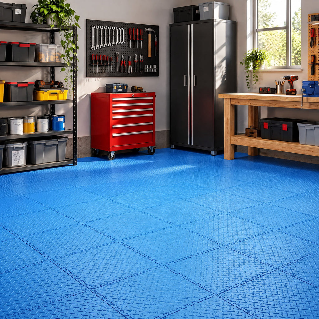 Airfind 12 Pieces Puzzle Interlocking Flooring Mat with Anti, EVA Frame, 25 x 25 x 0.5 Footprint, Black