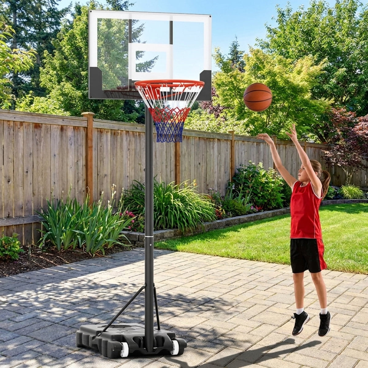 Airfind Portable Basketball Hoop with Adjustable Height from 3.3 to 7 ft and Shatterproof PC Backboard for Indoor and Outdoor Play, White