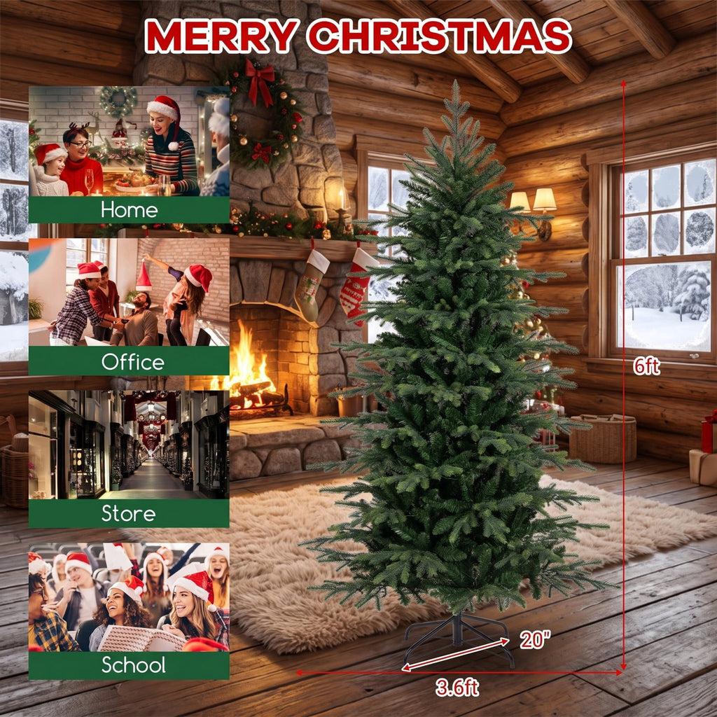 Airfind 6 Feet Pre, PVC PE Metal Tree Height 6 ft Tree Width 3.6 ft Frame, White, Diameter of the Metal Base 20 Inch