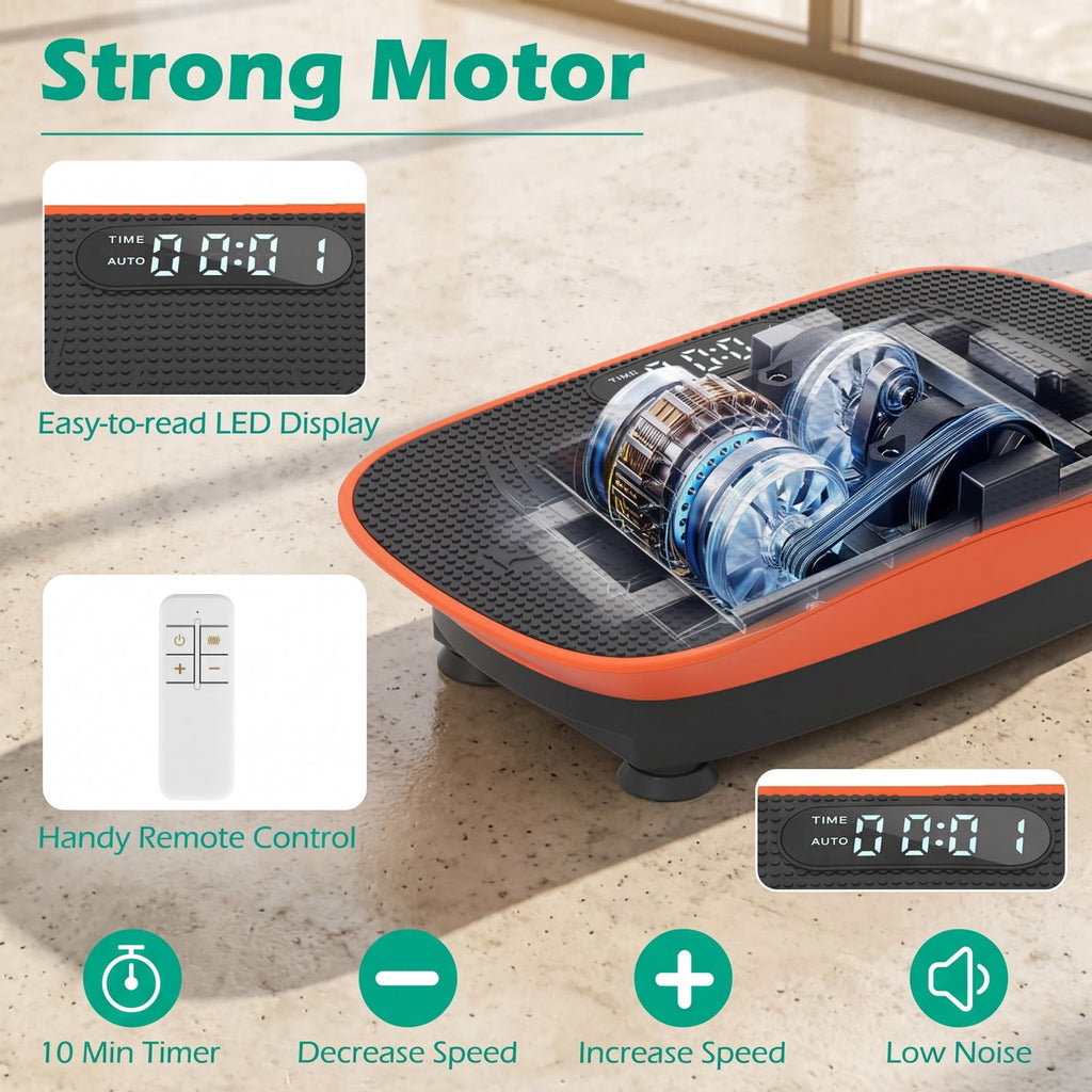 Airfind Vibration Plate Exercise Machine for Weight Loss and Lymphatic Drainage, 10 Speed Whole Body Vibration Platform with LED Display and Hands-Free Remote, Orange