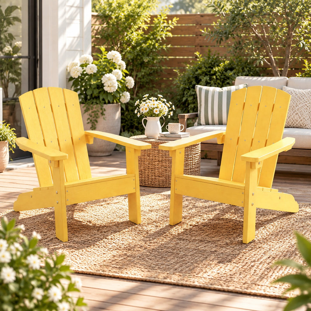 Airfind All-Weather HDPE Kids Adirondack Chair with with High Backrest and Armrests, 165 lbs Capacity, Wood-like HIPS Frame, Yellow