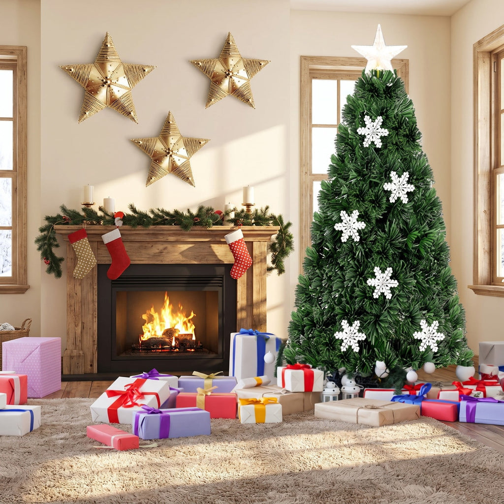 Airfind LED Optic Artificial Christmas Tree with Snowflakes-5 Feet, PVC Frame, 2.4 x 5 (Diameter x H) Height: 5 ft Weight: About 8 lbs Footprint
