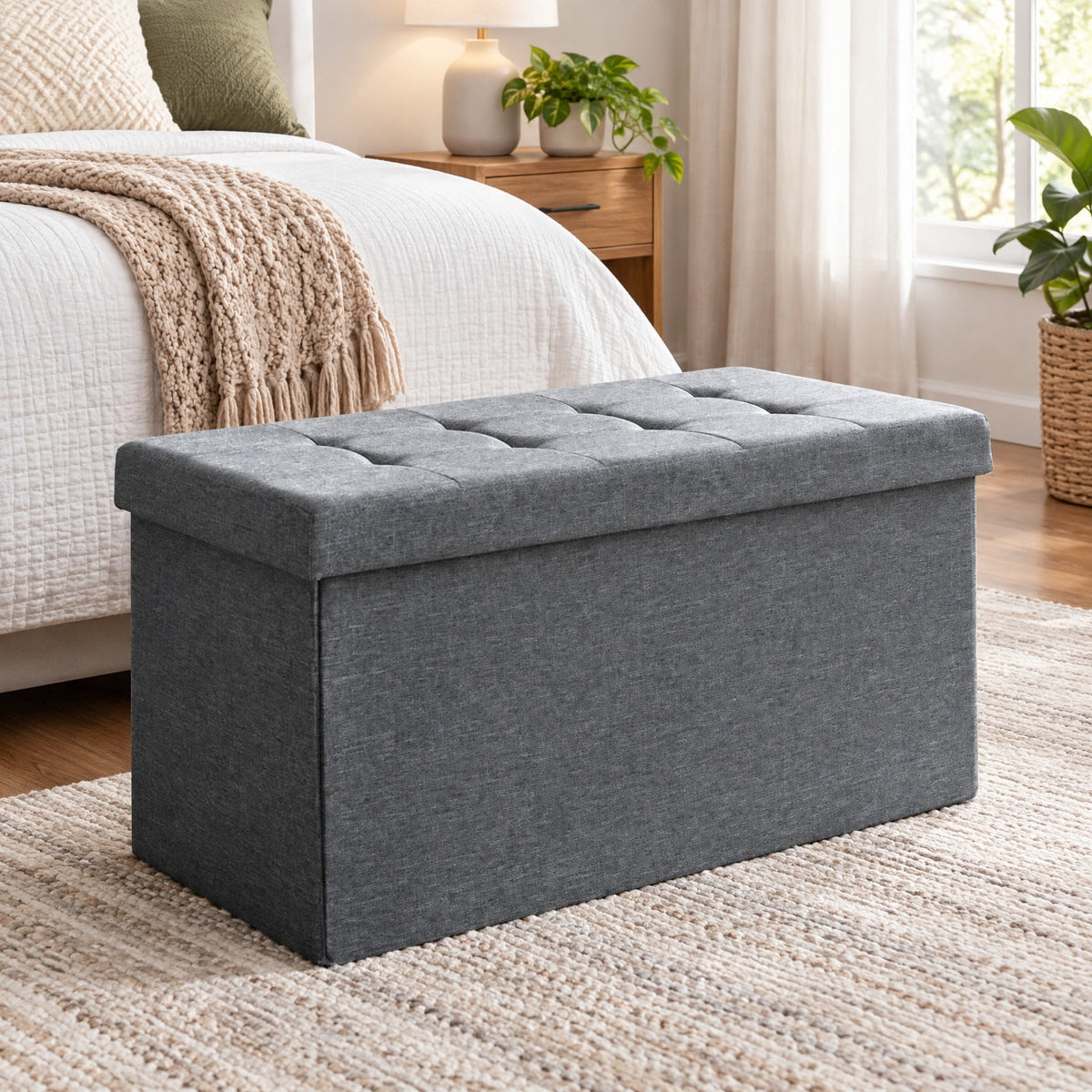 Airfind 31.5 Inch Fabric Foldable Storage with Removable Storage Bin, 350 lbs Capacity, Oxford fabric Frame, 31.5in x 16in x 16in Footprint, Light Gray